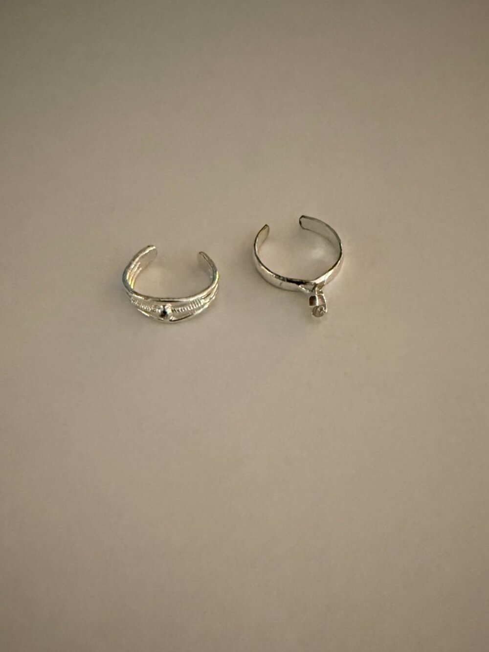 Silver-Toned Adjustable Toe Ring Set with Star Charm
